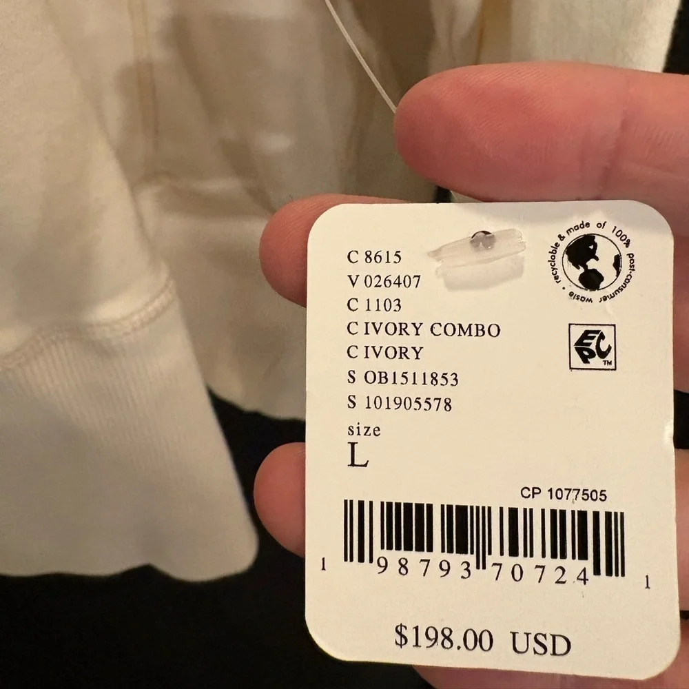Free People At My Best Embroidered Hoodie Large Color: Ivory Combo NWT - Picture 6 of 6